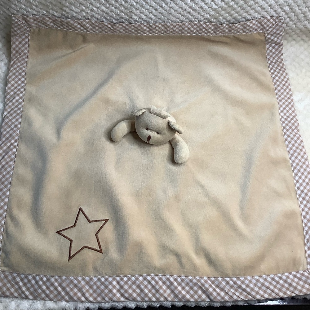 Unbranded Tan Plush Bear Lovey Stuffed Animal Security Blanket Toy Rattle Inside